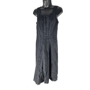 J. Jill 100% Linen Pleated Midi Dress Lagenlook Minimalist Womens XS Sleeveless